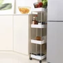 Kép 3/11 - Konyhai-fürdőszobai 4 szintes zsúrkocsi kerekekkel 85 x 38 x 13 cm fehér VG