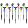 Kép 1/6 - 10 db-os Napelemes inox kerti  LED lámpa, 36 cm, színváltós