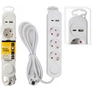 Kép 3/3 - 2 USB-s A-C típusú hosszabbító kábel 1,4 m, 3 db aljzattal, kapcsolóval, fehér