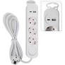 Kép 2/3 - 2 USB-s A-C típusú hosszabbító kábel 1,4 m, 3 db aljzattal, kapcsolóval, fehér