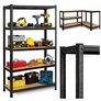Kép 1/8 - 5 polcos Raktári állvány fém horganyzott acél salgópolc 150 x 75 x 30 cm 175 Kg/polc teherbírással fekete