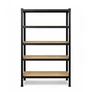 Kép 7/8 - 5 polcos Raktári állvány fém horganyzott acél salgópolc 150 x 75 x 30 cm 175 Kg/polc teherbírással fekete