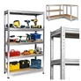 Kép 1/8 - 5 polcos Raktári állvány fém horganyzott acél salgópolc 150 x 75 x 30 cm 175 Kg/polc teherbírással
