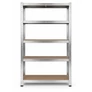 Kép 7/8 - 5 polcos Raktári állvány fém horganyzott acél salgópolc 150 x 75 x 30 cm 175 Kg/polc teherbírással