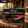Kép 9/10 - OpexTools Akkus láncfűrész 2 db 21V 3.0Ah akkuval, szénkefementes motorral, 12"