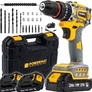 Kép 1/11 - Powermat Akkus fúrócsavarozó, 2 db 21 V, akksival, 55 Nm, 10 mm-es gyorskioldó tokmány, Fúrószárral bit fejekkel, PM-WA-21V-2M