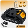 Kép 9/11 - Powermat Akkus fúrócsavarozó, 2 db 21 V, akksival, 55 Nm, 10 mm-es gyorskioldó tokmány, Fúrószárral bit fejekkel, PM-WA-21V-2M