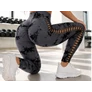 Kép 2/12 - Női márvány push-up magas derekú has és fenék formáló fitnesz leggings S/M, szürke