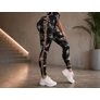 Kép 3/11 - Női márvány push-up magas derekú has és fenék formáló fitnesz leggings S/M, fekete
