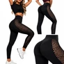 Kép 1/10 - Női push-up magas derekú has és fenék formáló fitnesz leggings S/M, fekete 14673