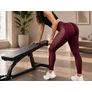 Kép 7/11 - Női push-up magas derekú has és fenék formáló fitnesz leggings L/XL, bordó 14673