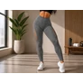 Kép 5/11 - Női push-up magas derekú has és fenék formáló fitnesz leggings L/XL, szürke 14673