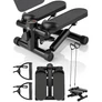 Kép 1/13 - BodyStep Otthoni Stepper állítható ellenállással csúszásmentes pedálokkal, LCD kijelzővel és rugalmas kötelekkel a karok edzéséhez, fekete