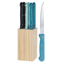 Kép 4/5 - 6 db Steak késkészlet fa tartóban, 22 cm