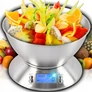 Kép 4/11 - Rozsdamentes acél digitális konyhai tálas mérleg, 1g, 5 kg, 1,8 L