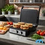 Kép 4/11 - Kihúzható XXL elektromos kontakt grill szendvicssütő és Panini sütő 2500W nagyméretű sütőfelülettel 1392 cm2