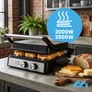 Kép 9/11 - Kihúzható XXL elektromos kontakt grill szendvicssütő és Panini sütő 2500W nagyméretű sütőfelülettel 1392 cm2