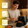 Kép 7/10 - AIRFRYER fritőz 6 literes tállal, érintőképernyős kijelző, tapadásmentes, 2400 W-os