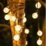 Kép 5/6 - Napelemes dekor gömb kerti LED fényfüzér, meleg fehér, 40 db izzóval