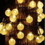 Kép 4/6 - Napelemes dekor gömb kerti LED fényfüzér, meleg fehér, 40 db izzóval