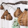 Kép 1/6 - 10 LED-es elemes rattan lampion fényfüzér, 3,5 m, fehér