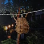Kép 2/6 - 10 LED-es elemes rattan lampion fényfüzér, 1,8 m, fehér