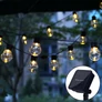 Kép 1/6 - Napelemes programozható balkon LED fényfüzér, meleg fehér, 10 db gömbbel