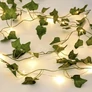 Kép 6/11 - 50 LED-es elemes fényfüzérrel kombinált mű borostyán girland, 8 világítási móddal, 25 m