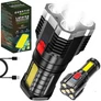 Kép 1/6 - GENETIC® taktikai zseblámpa, többfunkciós, újratölthető, USB, 6 LED, 625 Lm