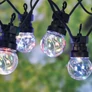 Kép 1/7 - 7,5 m-es 10 gömbös kültéri party fényfüzér, 50 LED-es, hálózati, színes fénnyel, IP44