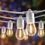 Kép 1/7 - 20 LED-es hosszabbítható fehér gumi vezetékes lámpafüzér, teraszvilágítás, időzíthető, IP44, G50, 14,5 m - meleg fehér