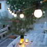 Kép 3/8 - 15 m-es 20 LED-es hosszabbítható fekete gumi vezetékes lámpafüzér, teraszvilágítás, időzíthető, IP44, - meleg fehér