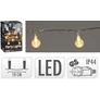 Kép 10/10 - 4,9 m-es dekor gömb kerti LED fényfüzér átlátszó vezetékes, 50 db meleg fehér LED, IP44, hálózati adapterrel