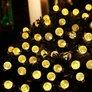 Kép 2/8 - Napelemes dekor kerti LED fényfüzér, meleg fehér, 20 db gömbbel, 8 féle fényjátékkal, HT