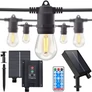 Kép 1/8 - 20 m-es 20 LED izzó E27 fényfüzér, hybrid tölthető-napelemes, meleg fehér, 8 féle fényjátékkal, időzíthető, távvezérlős, IP44