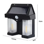 Kép 5/6 - Nagy fényerejű Dupla LED-es Napelemes kerti Fali lámpa, mozgásérzékelős, 1200 LM, 1200 mAh