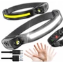 Kép 1/4 - Erős COB LED fejlámpa, mozgásérzékelős, USB C-s, 