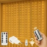 Kép 1/8 - 300 micro LED-es USB-s beltéri fényfüggöny, 8 világítási móddal, távirányítóval, meleg fehér