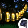 Kép 2/6 - 10 LED-es napelemes kerti fényfüzér, teraszvilágítás, meleg fehér, 3,5 m, 8 világítási móddal, IP65
