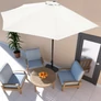 Kép 1/6 - Ambience Kitekerhető Félkör-Balkon napernyő, széltörővel, 2,7 m, 160g/m2 Acél vázzal, krémszínű