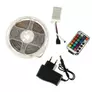 Kép 3/6 - 5m RGB SMD 3528 LED szalag, hálózati adapterrel, IP44 vízálló, távirányítóval, színes