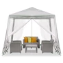 Kép 1/7 - 3m x 3m-es pavilon, sörsátor, zárható oldalfallal+szúnyoghálóval, víz- és UV álló, fehér