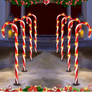 Kép 2/7 - 8 db-os "candy cane" világító cukorka sétapálca lámpa szett, elemes, 56 LED, 47 cm