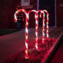 Kép 2/4 - Candy Cane világító cukorka sétapálca, elemes, 10 LED, leszúrható-felakasztható, 34 cm