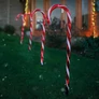 Kép 6/7 - 4 db-os XXL méretű "candy cane" világító cukorka sétapálca lámpa szett, elemes, 32 LED, 74 cm