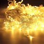 Kép 1/4 - 96 LED-es elemes fényfüzér, átlátszó vezetékkel, 8 világítási móddal, meleg fehér, 7 m