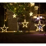Kép 2/12 - 138 LED-es csillag-jégcsap kültéri-beltéri fényfüggöny, meleg fehér, 2,5 méter széles, 8 világítási móddal, VG
