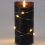 Kép 1/2 - 10 LED-es időzíthető gyertya dekor, meleg fehér, 7 x 15 cm, fekete