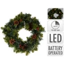 Kép 4/4 - Karácsonyi műfenyő koszorú tobozzal és 15 LED-del, időzíthető, 40 cm