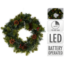 Kép 4/4 - Karácsonyi műfenyő koszorú tobozzal és 15 LED-del, időzíthető, 40 cm